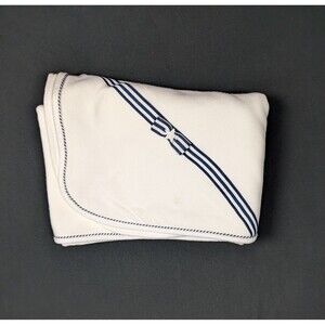 Vintage Baby Dior Hooded Receiving Blanket NWOT White Navy Nautical Star USA